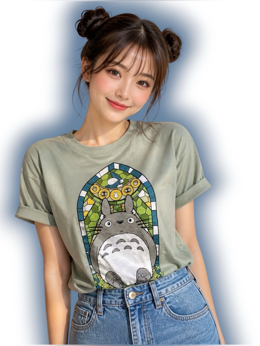 Preloved! Studio Ghibli My Neighbor Totoro Stained Glass Boyfriend Fit T-Shirt